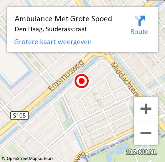 Locatie op kaart van de 112 melding: Ambulance Met Grote Spoed Naar Den Haag, Suiderasstraat op 22 december 2022 12:16