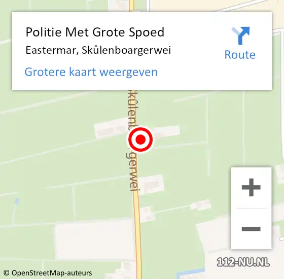 Locatie op kaart van de 112 melding: Politie Met Grote Spoed Naar Eastermar, Skûlenboargerwei op 22 december 2022 12:36