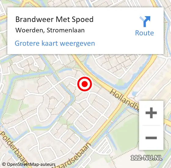 Locatie op kaart van de 112 melding: Brandweer Met Spoed Naar Woerden, Stromenlaan op 22 december 2022 12:40