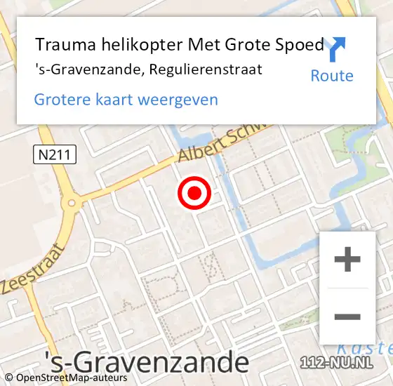 Locatie op kaart van de 112 melding: Trauma helikopter Met Grote Spoed Naar 's-Gravenzande, Regulierenstraat op 22 december 2022 13:15