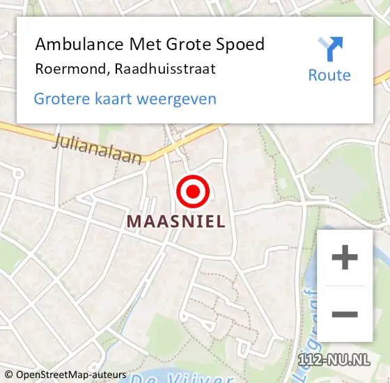 Locatie op kaart van de 112 melding: Ambulance Met Grote Spoed Naar Roermond, Raadhuisstraat op 22 december 2022 13:40