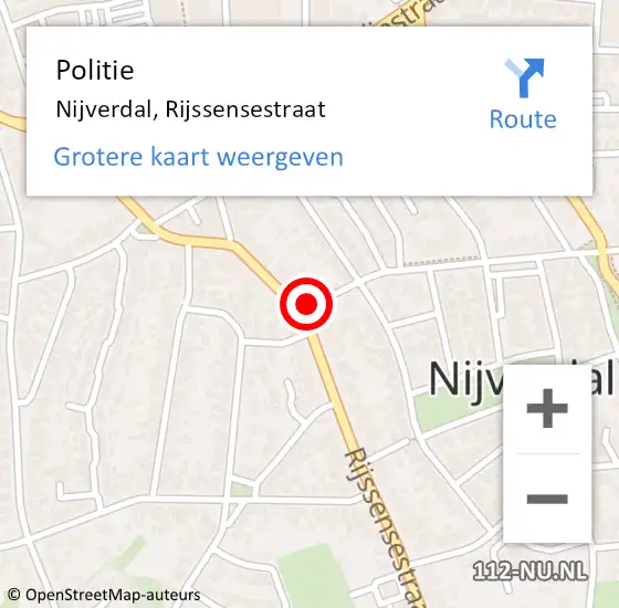 Locatie op kaart van de 112 melding: Politie Nijverdal, Rijssensestraat op 22 december 2022 13:44