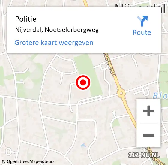 Locatie op kaart van de 112 melding: Politie Nijverdal, Noetselerbergweg op 22 december 2022 13:49