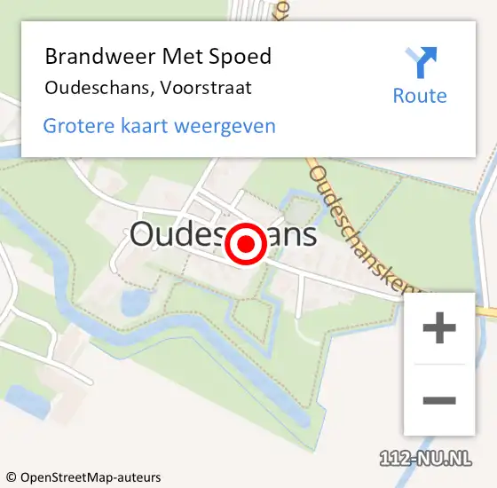 Locatie op kaart van de 112 melding: Brandweer Met Spoed Naar Oudeschans, Voorstraat op 22 december 2022 14:21