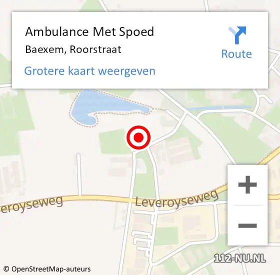 Locatie op kaart van de 112 melding: Ambulance Met Spoed Naar Baexem, Roorstraat op 22 december 2022 14:37