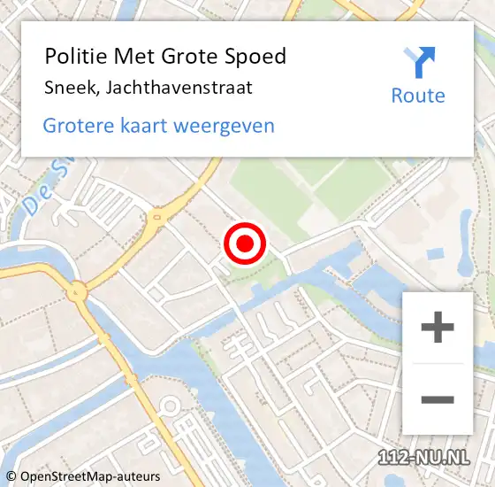 Locatie op kaart van de 112 melding: Politie Met Grote Spoed Naar Sneek, Jachthavenstraat op 22 december 2022 14:43