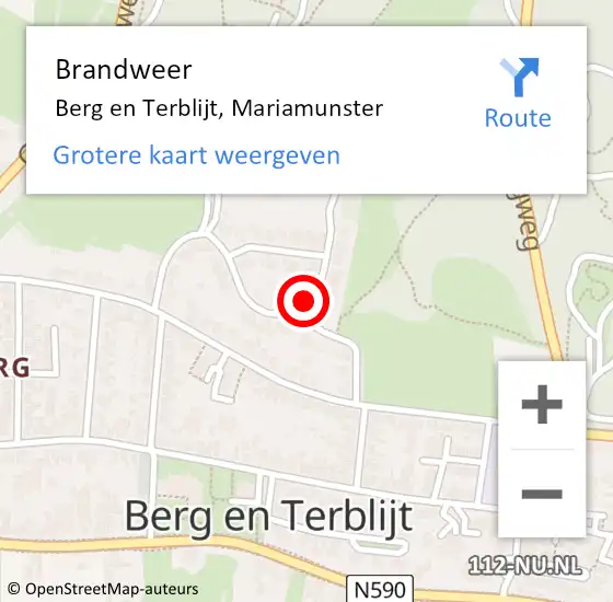 Locatie op kaart van de 112 melding: Brandweer Berg en Terblijt, Mariamunster op 9 augustus 2014 11:37