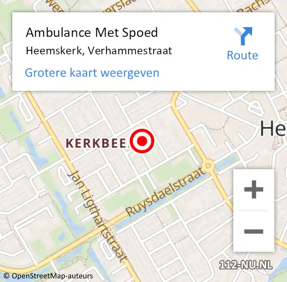 Locatie op kaart van de 112 melding: Ambulance Met Spoed Naar Heemskerk, Verhammestraat op 22 december 2022 14:57