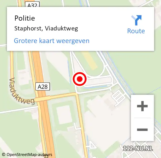 Locatie op kaart van de 112 melding: Politie Staphorst, Viaduktweg op 22 december 2022 15:09