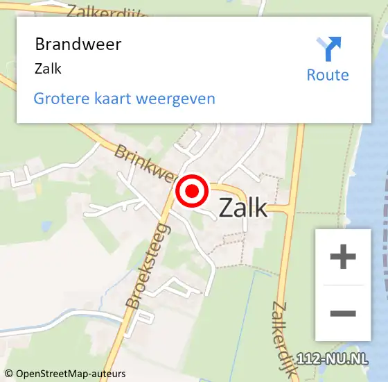 Locatie op kaart van de 112 melding: Brandweer Zalk op 22 december 2022 15:11