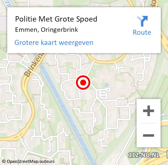 Locatie op kaart van de 112 melding: Politie Met Grote Spoed Naar Emmen, Oringerbrink op 22 december 2022 15:24