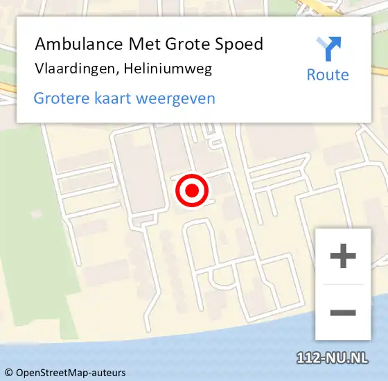 Locatie op kaart van de 112 melding: Ambulance Met Grote Spoed Naar Vlaardingen, Heliniumweg op 22 december 2022 15:25