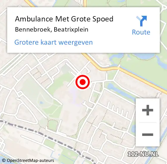 Locatie op kaart van de 112 melding: Ambulance Met Grote Spoed Naar Bennebroek, Beatrixplein op 22 december 2022 15:32