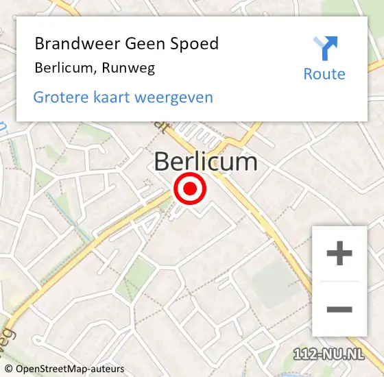 Locatie op kaart van de 112 melding: Brandweer Geen Spoed Naar Berlicum, Runweg op 22 december 2022 15:33