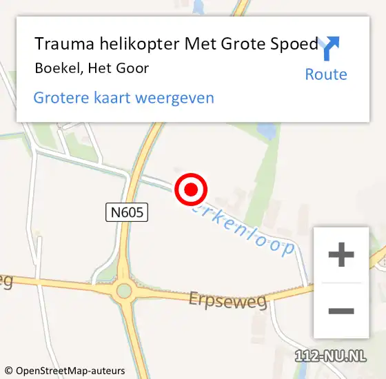 Locatie op kaart van de 112 melding: Trauma helikopter Met Grote Spoed Naar Boekel, Het Goor op 22 december 2022 15:43