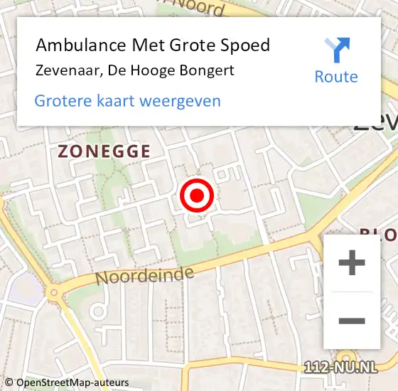 Locatie op kaart van de 112 melding: Ambulance Met Grote Spoed Naar Zevenaar, De Hooge Bongert op 22 december 2022 15:45
