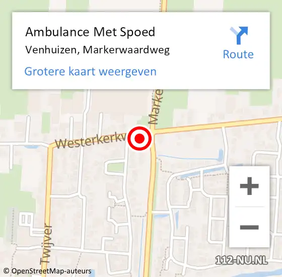 Locatie op kaart van de 112 melding: Ambulance Met Spoed Naar Venhuizen, Markerwaardweg op 22 december 2022 16:00