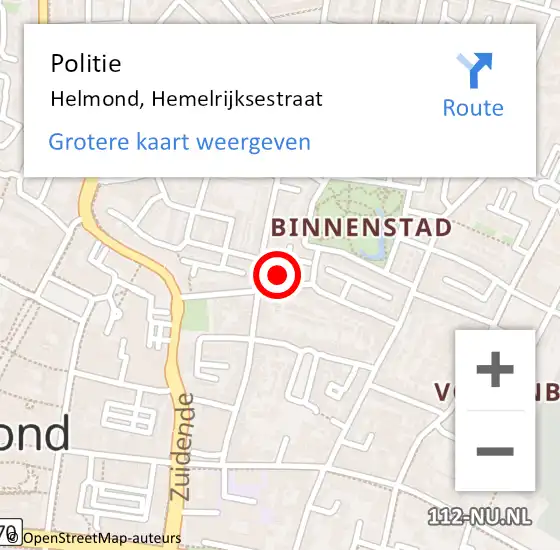 Locatie op kaart van de 112 melding: Politie Helmond, Hemelrijksestraat op 22 december 2022 16:14