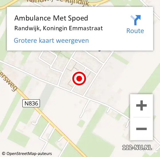 Locatie op kaart van de 112 melding: Ambulance Met Spoed Naar Randwijk, Koningin Emmastraat op 22 december 2022 16:30