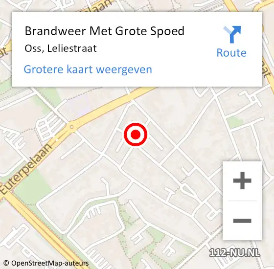 Locatie op kaart van de 112 melding: Brandweer Met Grote Spoed Naar Oss, Leliestraat op 22 december 2022 16:45