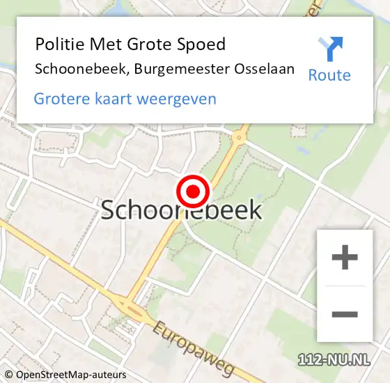 Locatie op kaart van de 112 melding: Politie Met Grote Spoed Naar Schoonebeek, Burgemeester Osselaan op 22 december 2022 16:51