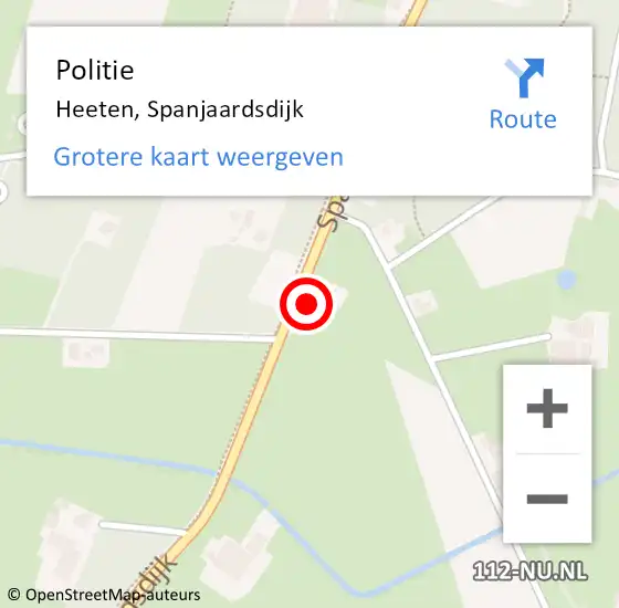 Locatie op kaart van de 112 melding: Politie Heeten, Spanjaardsdijk op 22 december 2022 17:01