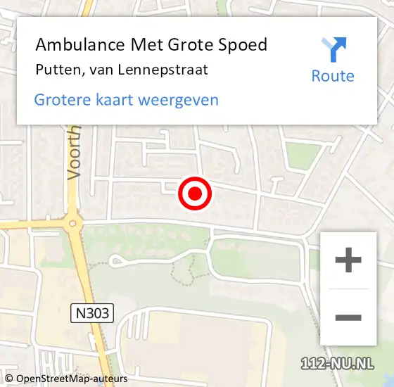 Locatie op kaart van de 112 melding: Ambulance Met Grote Spoed Naar Putten, van Lennepstraat op 22 december 2022 17:15