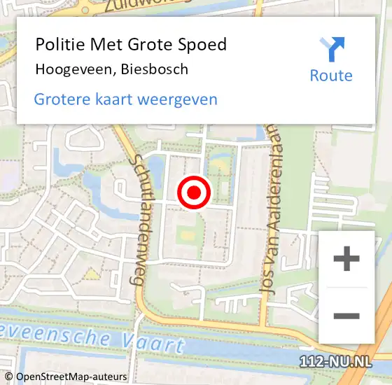 Locatie op kaart van de 112 melding: Politie Met Grote Spoed Naar Hoogeveen, Biesbosch op 22 december 2022 17:19