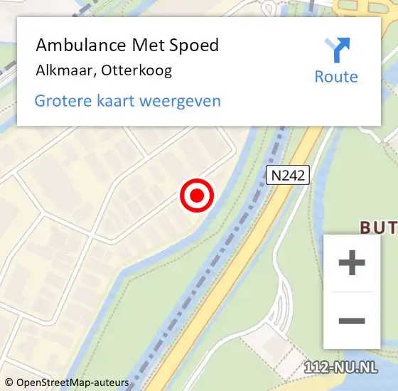 Locatie op kaart van de 112 melding: Ambulance Met Spoed Naar Alkmaar, Otterkoog op 22 december 2022 17:23