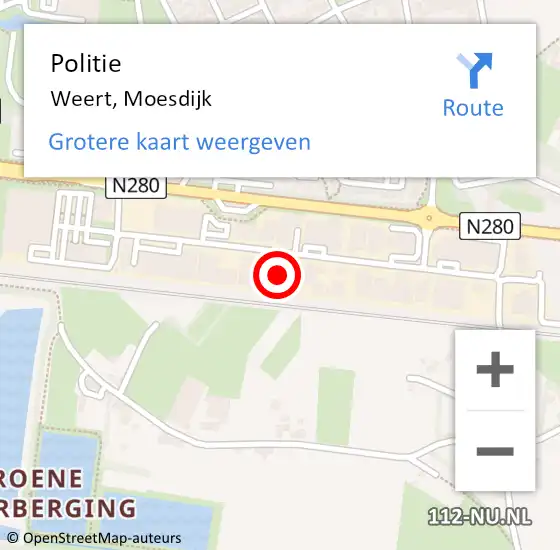 Locatie op kaart van de 112 melding: Politie Weert, Moesdijk op 22 december 2022 17:33