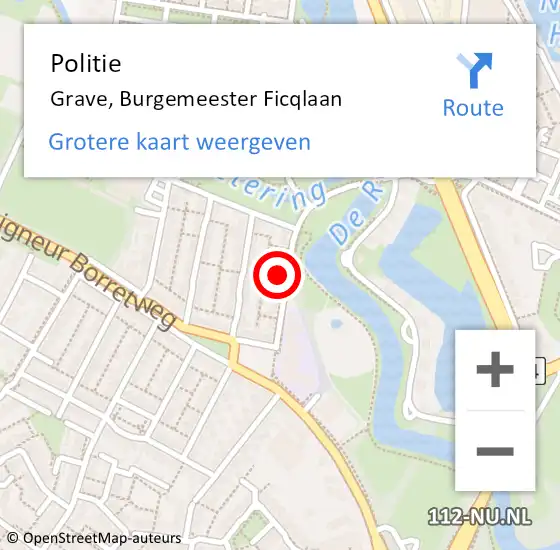 Locatie op kaart van de 112 melding: Politie Grave, Burgemeester Ficqlaan op 22 december 2022 17:35