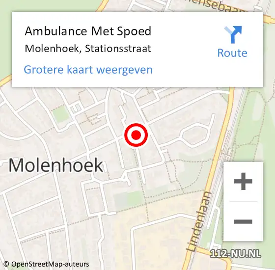 Locatie op kaart van de 112 melding: Ambulance Met Spoed Naar Molenhoek, Stationsstraat op 9 augustus 2014 12:06