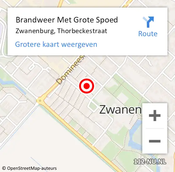 Locatie op kaart van de 112 melding: Brandweer Met Grote Spoed Naar Zwanenburg, Thorbeckestraat op 22 december 2022 18:02