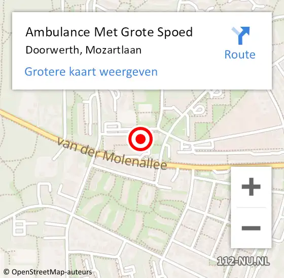 Locatie op kaart van de 112 melding: Ambulance Met Grote Spoed Naar Doorwerth, Mozartlaan op 22 december 2022 18:04