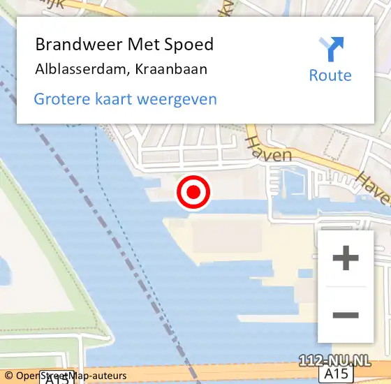 Locatie op kaart van de 112 melding: Brandweer Met Spoed Naar Alblasserdam, Kraanbaan op 22 december 2022 18:17