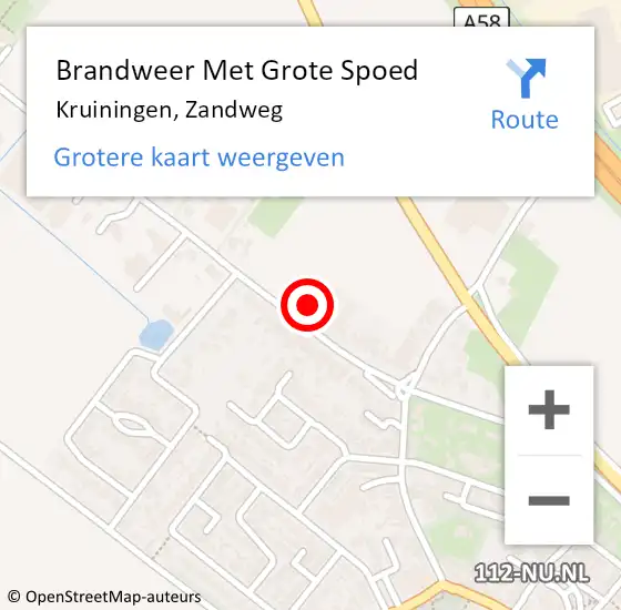 Locatie op kaart van de 112 melding: Brandweer Met Grote Spoed Naar Kruiningen, Zandweg op 22 december 2022 18:27