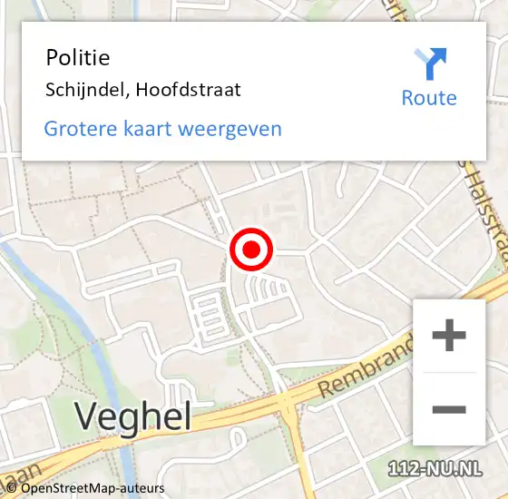 Locatie op kaart van de 112 melding: Politie Schijndel, Hoofdstraat op 22 december 2022 18:40