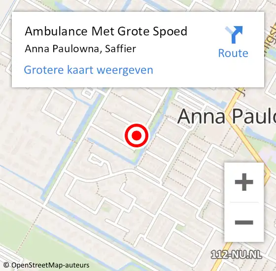 Locatie op kaart van de 112 melding: Ambulance Met Grote Spoed Naar Anna Paulowna, Saffier op 22 december 2022 19:09