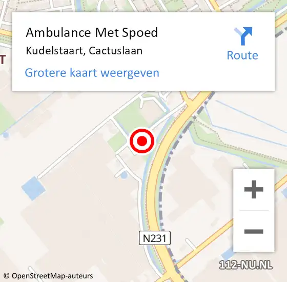 Locatie op kaart van de 112 melding: Ambulance Met Spoed Naar Kudelstaart, Cactuslaan op 22 december 2022 19:10