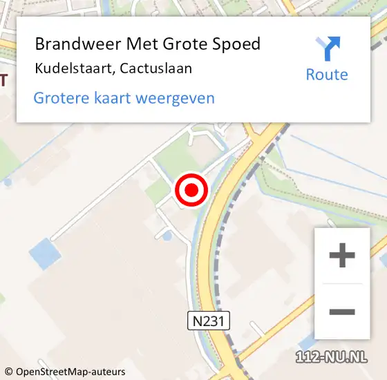 Locatie op kaart van de 112 melding: Brandweer Met Grote Spoed Naar Kudelstaart, Cactuslaan op 22 december 2022 19:14