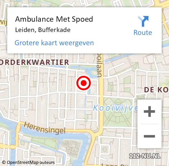 Locatie op kaart van de 112 melding: Ambulance Met Spoed Naar Leiden, Bufferkade op 22 december 2022 19:22