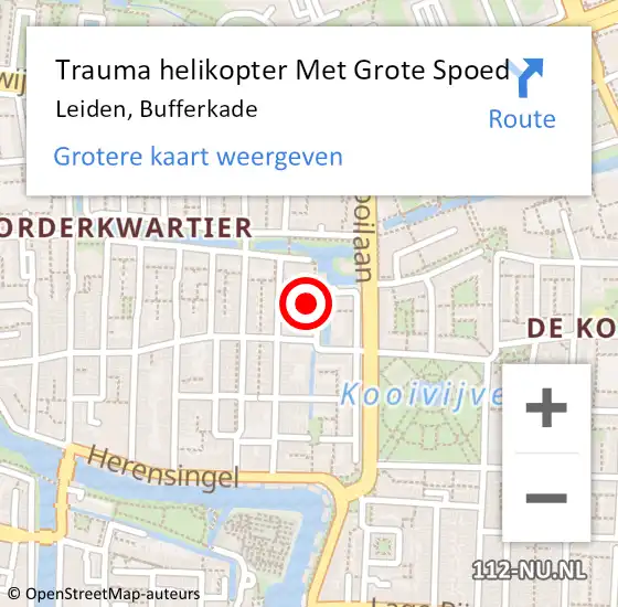 Locatie op kaart van de 112 melding: Trauma helikopter Met Grote Spoed Naar Leiden, Bufferkade op 22 december 2022 19:36