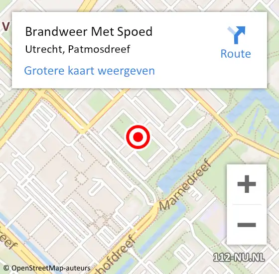 Locatie op kaart van de 112 melding: Brandweer Met Spoed Naar Utrecht, Patmosdreef op 22 december 2022 19:37