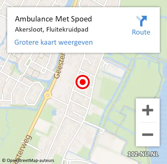 Locatie op kaart van de 112 melding: Ambulance Met Spoed Naar Akersloot, Fluitekruidpad op 22 december 2022 19:39