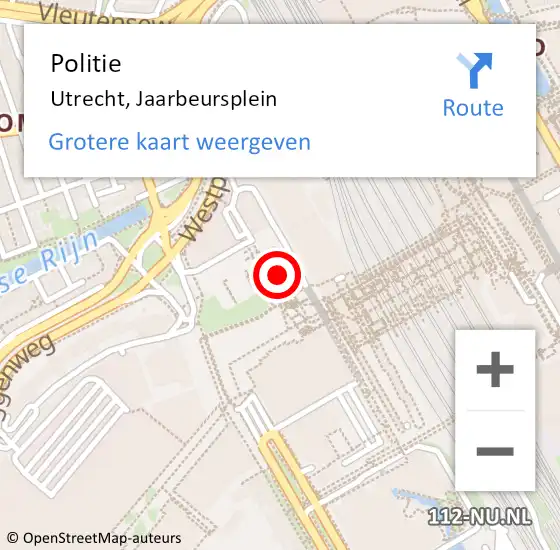 Locatie op kaart van de 112 melding: Politie Utrecht, Jaarbeursplein op 22 december 2022 19:40