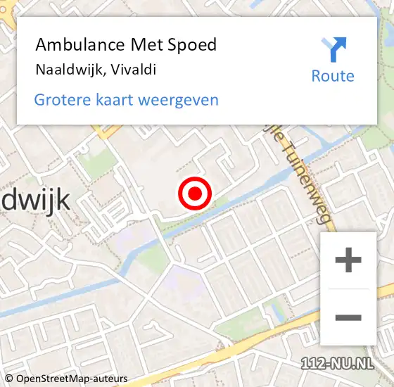 Locatie op kaart van de 112 melding: Ambulance Met Spoed Naar Naaldwijk, Vivaldi op 22 december 2022 19:45