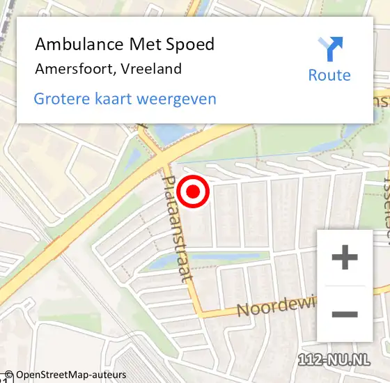 Locatie op kaart van de 112 melding: Ambulance Met Spoed Naar Amersfoort, Vreeland op 22 december 2022 19:50