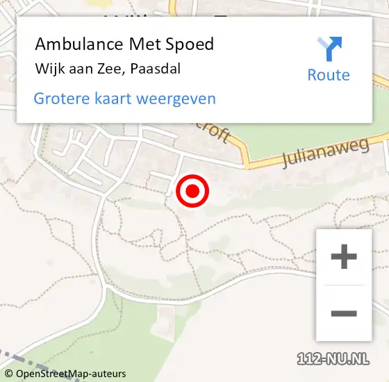 Locatie op kaart van de 112 melding: Ambulance Met Spoed Naar Wijk aan Zee, Paasdal op 22 december 2022 19:58