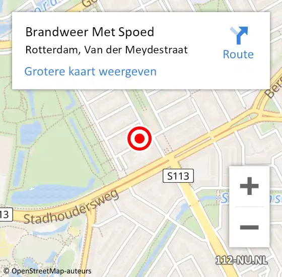 Locatie op kaart van de 112 melding: Brandweer Met Spoed Naar Rotterdam, Van der Meydestraat op 22 december 2022 20:18