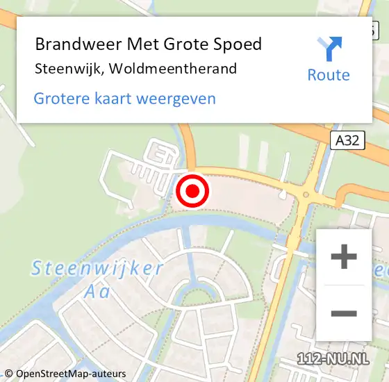 Locatie op kaart van de 112 melding: Brandweer Met Grote Spoed Naar Steenwijk, Woldmeentherand op 22 december 2022 20:32